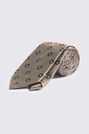 Moss Dark Neutral Silk Square Geo Tie