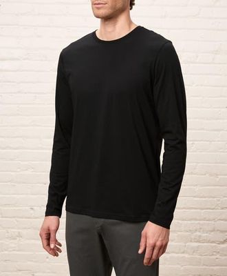 Pact Organic Cotton Mens Softspun Essential Crewneck Long Sleeve Tee in Black at Nordstrom, Size Xx-Large