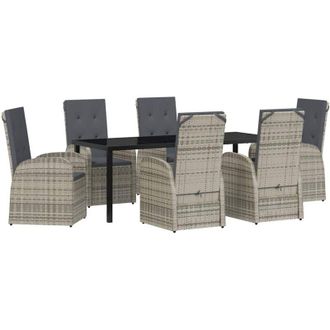 vidaXL Conjunto De Comedor De Jard&iacute;n 7 Pcs Gris Rat&aacute;n Sint&eacute;tico Vidaxl