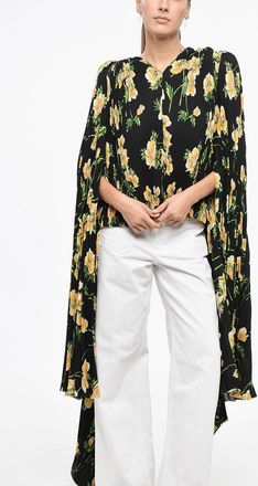 Balenciaga Blusa Pliss&egrave; Tie Neck con Maxi Maniche Balenciaga