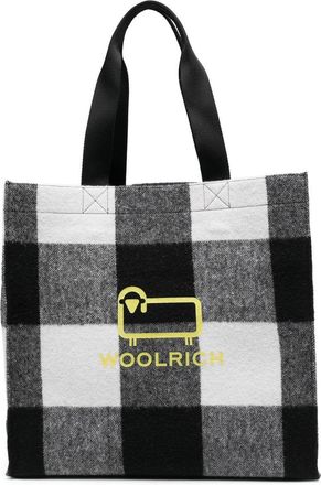 Woolrich logo-print check tote bag - women - Polyamide/Wool - OS - Black