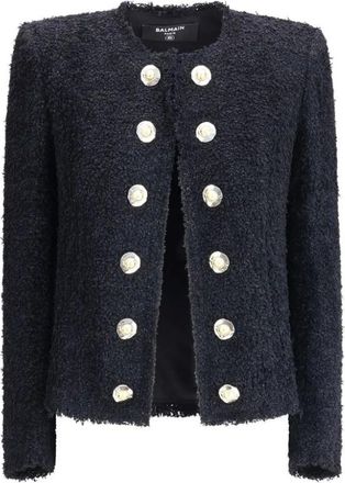 Balmain Tweed Spencer Jacket with Gold Buttons