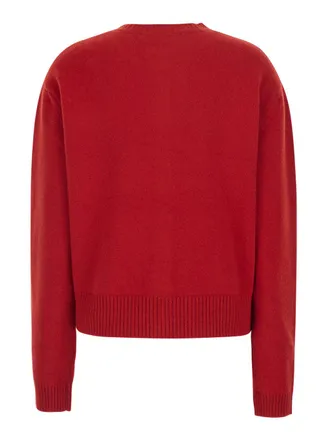 R&oacute;he Wool Blend V-Neck Cardigan - Red