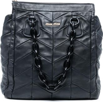 Miu Miu Pre-owned Miu Miu Quilted Nappa Plastic Chain Tote F288SSHWZA8JA6SP