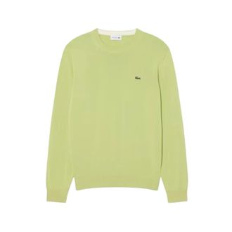 Lacoste Round-neck Knitwear, male, Green, Size: XL Crew Neck Cotton Sweater