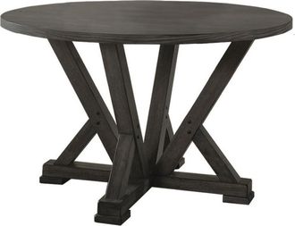 Best Master Furniture Best Master Solid Wood Round Dining Table in Antique Rustic Gray