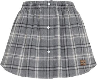 Miu Miu Grey Checkered Skirt