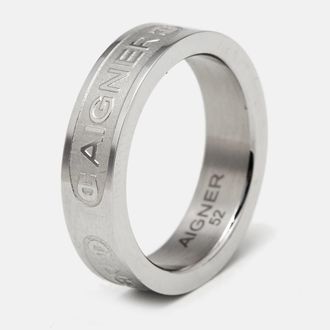 Aigner Logo Silver Tone Ring