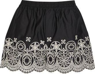 La DoubleJ LA Double J Embroidered Cotton-poplin Shorts - Black And White - XL (UK16 / XL)