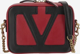 Valentino Garavani Womens Viva Superstar Leather Shoulder Bag Red, Black