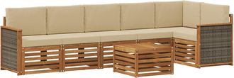 vidaXL Conjunto De Sof&aacute;s De Exterior 6 Uds. Natural Vidaxl