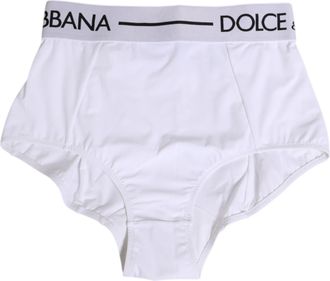 Dolce & Gabbana Womens White Nylon Logo Waistband Coulotte Underwear Elastane Clothing