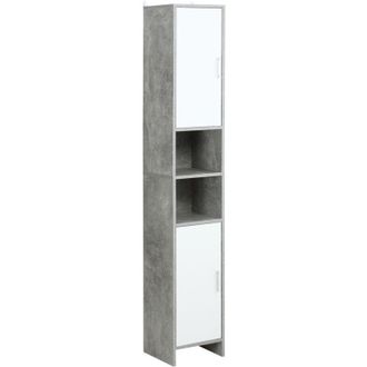 Kleankin Kleankin - Mobile Colonna Bagno Salvaspazio con Armadietti e Vani Aperti Grigio