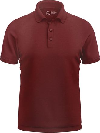 Generic Slim Fit 100% Cotton Pique Polo Shirt for Men Adult, Plain Colour Casual Golf Sports Work Tops - Maroon-Small