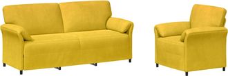 vidaXL Juego De Sof&aacute; 2 Uds. Amarillo Terciopelo Vidaxl