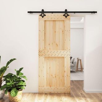 vidaXL Vidaxl - Puerta Corredera Con Herrajes Madera Maciza De Pino 85x210 Cm