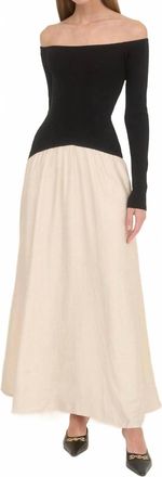 Moon River Off-Shoulder Sweater Midi Dress In Black/ivory