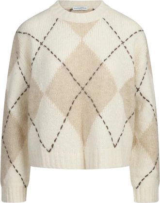 Ballantyne Jersey de cuello redondo corto con rombos - Knitwear - Mujer - Blanco - XS