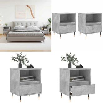 vidaXL Comodini 2pz Grigio Cemento 40x35x50 cm in Legno Multistrato - Comodino grigio cemento - Comodino con cassetto