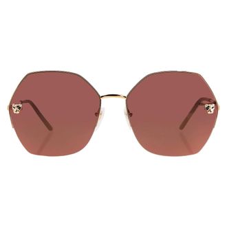 Cartier Panthere de Cartier Pink Mirror Geometric Ladies Sunglasses CT0332S 005 62