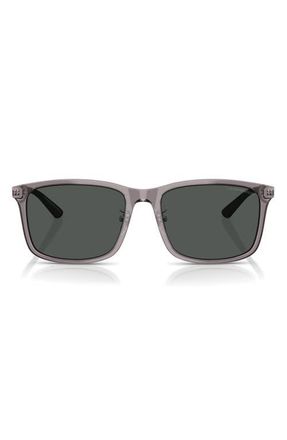 Emporio Armani 57mm Square Sunglasses in Shiny Grey/dark Grey at Nordstrom
