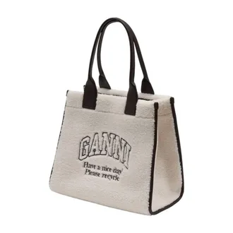 Ganni Womens Shearling Tote White