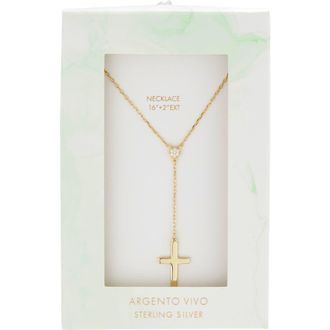 Argento Vivo Pav&eacute; Circle Cross Lariat Necklace in Gold at Nordstrom Rack