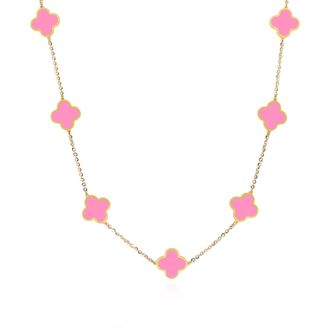 The Lovery Small Bubblegum Pink Clover Necklace