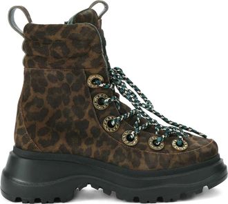 Kurt Geiger Kensington crystal-embellished leopard boots - women - Suede/Calf Leather/Rubber - 40 - Brown