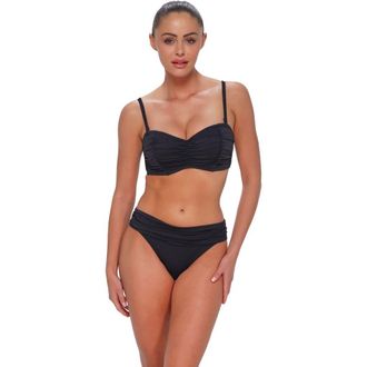Sunsets Loretta Bandeau Bikini Swimsuit Top - D Cup in Black Seagrass Texture at Nordstrom, Size 40