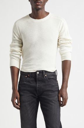 Ralph Lauren Waffle Stitch Long Sleeve Cotton Crewneck T-Shirt in Paper White at Nordstrom, Size X-Large