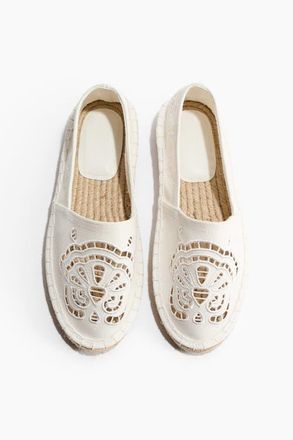 H&M Broderie Anglaise Espadrilles in White at Nordstrom, Size 10