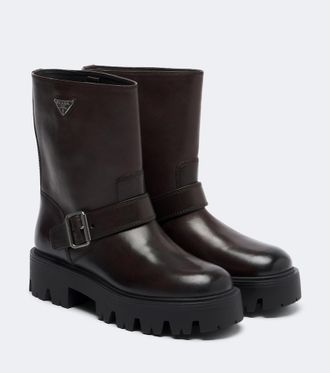 Prada Stride leather biker boots