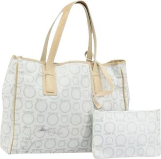 Ferragamo Pre-owned PVC Tote Bag - Dames - Vintage Shopper - Grijs - ONE Size - Leer - Vintage