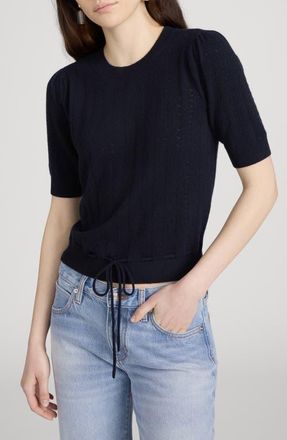 Frame Denim The Cashmere Charm Pointelle Sweater in Navy at Nordstrom, Size X-Large