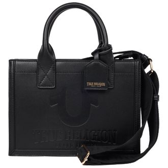 True Religion Debossed Logo Modern Tote with Removable Shoulder Strap