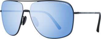 Porsche Design Mens Sunglasses P8607 A V279 Black Dark Blue Mirror Stainless Steel - One Size