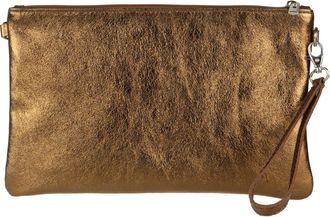 Girly HandBags Womens Genuine Italian Metallic Leather Clutch Bag - Copper