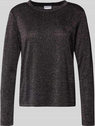 Jake*s Casual Longsleeve mit Rundhalsausschnitt in Black, Größe XXL