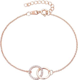 Adornia Adornia 14K Rose Gold Plated Cz Adjustable Pave Rings Bracelet