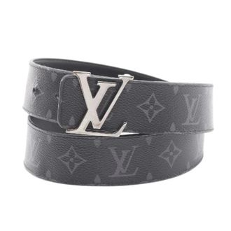 Louis Vuitton Pre-owned Belts, male, Black, Size: ONE SIZE Pre-owned LV Initiales Monogram Eclipse Leather PVC Coated Canvas Belt
