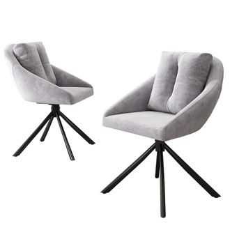 Urban Meuble Juego de 2 sillas de comedor giratorias de terciopelo gris