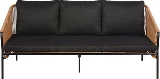 Maisons du monde Sof&aacute; de jard&iacute;n de 3 plazas de resina reciclada beige y metal negro