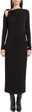 Marella Kleedjes, Dames, Zwart, M, Mllpatto Jurk met Asymmetrische Uitsnijding bij de Schouder