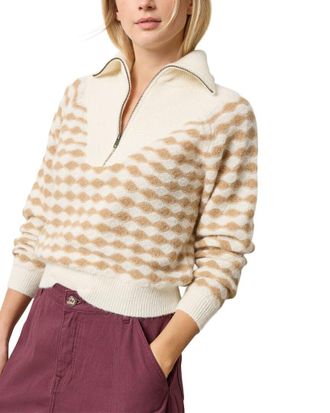 Lilla P Mixed Stitch Alpaca & Wool-Blend Half Zip Pullover