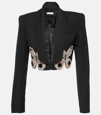 Area Blazer cropped in lana con cristalli