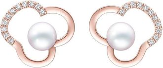 Tasaki 18kt rose gold Chants pearl and diamond earrings - unisex - Diamond/18kt Rose Gold/Akoya Pearl - One Size - Pink