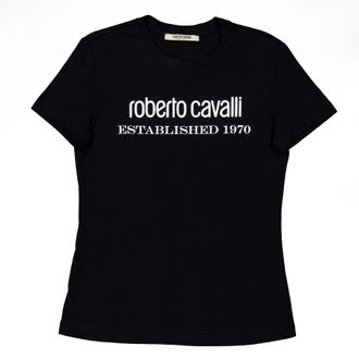 Roberto Cavalli Black Logo T-Shirt, Size Small