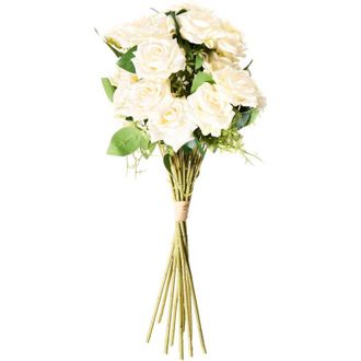 Beliani Ramo De Flores Artificiales Arreglo Floral Preparado Rosas Hechas A Mano 55 Cm Blanco Lapas