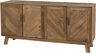 Macabane Aparador de 4 puertas de pino reciclada marr&oacute;n de 180x47,5x85 cm